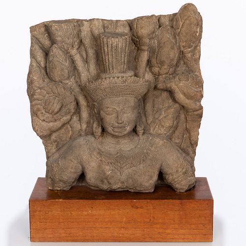 Cambodian Sandstone Fragment, Probably 13th Century