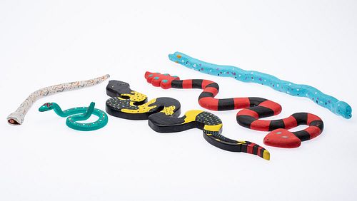 Collection of 5 Folk Art Snakes