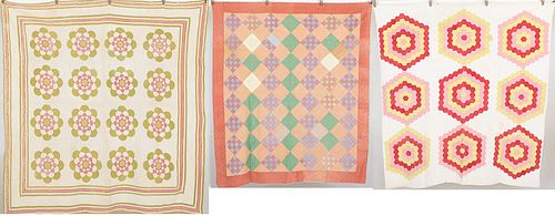 3 American Quilts, First Half 20th C