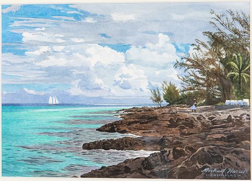 Michael Harrell, Edge of the Gulfstream, Watercolor
