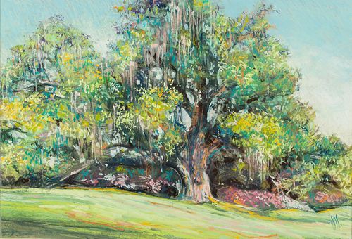 Joyce Nagel, Landscape with Live Oak, Pastel