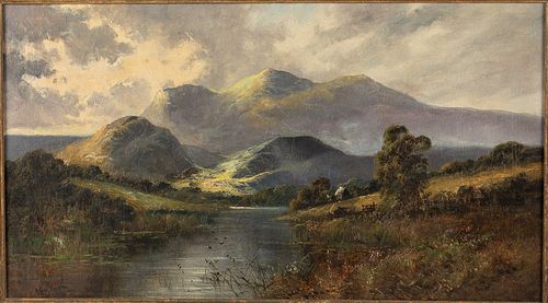 Arthur Needman, English Hills Landscape, O/C, 1904
