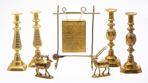 7 Brass Articles, 19th C and Later