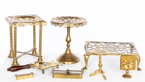 8 Brass Table Articles, 19th Century and Later