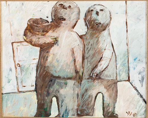 Yang Yang, Two Figures, Oil on Canvas