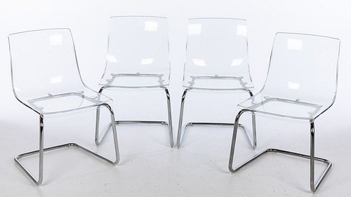 4 IKEA Lucite and Chrome Side Chairs