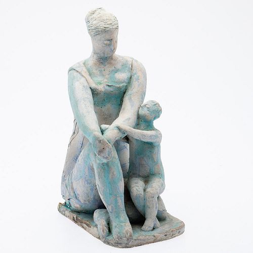 Evelyn Wilson, Mother and Child, Painted Ceramic