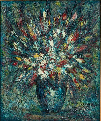 W. F. Stevens, Vase of Flowers, Oil on Canvas