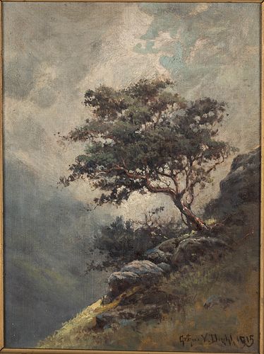 Arthur Vidal Diehl, Tree on Hillside, Oil on Canvas