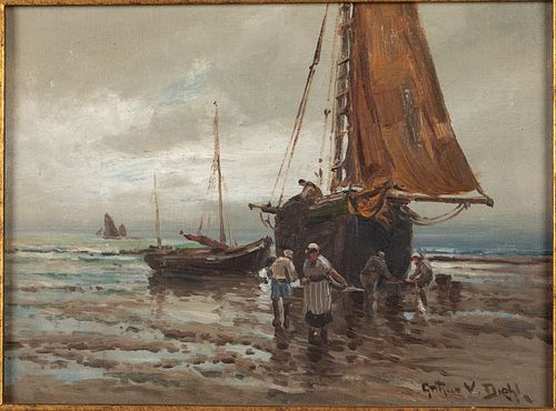 Arthur Vidal Diehl, Dutch Fishing Boats, O/C