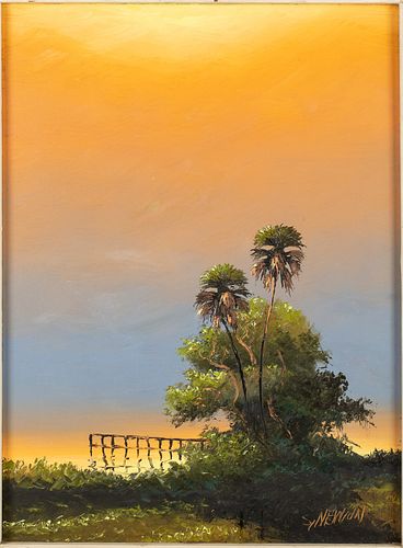 Sam Newton (FL, b. 1948), Sunset, Oil on Masonite