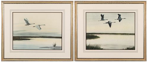 H. Kallmeyer, Pair of Watercolors of Birds