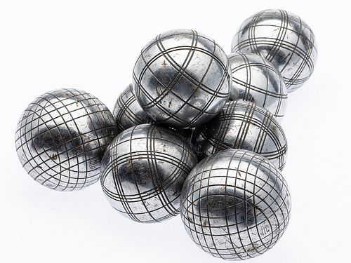 Set of 8 French Metal Bochi Balls