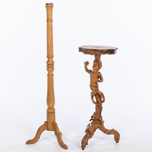 Italian Pine Pedestal & Pine Candlestand