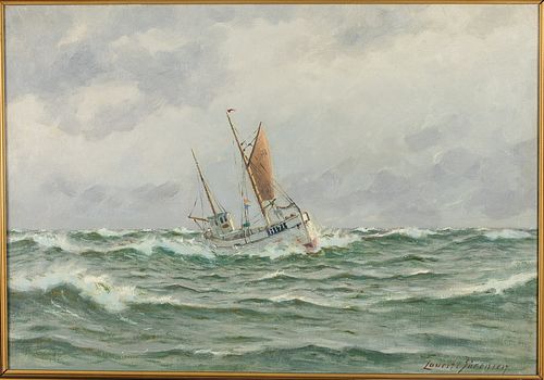 Lauritz Sorensen, Fishing Boat, Oil on Canvas