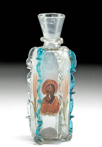 16th C. Facon de Venise Glass Bottle w/ St. Nicholas