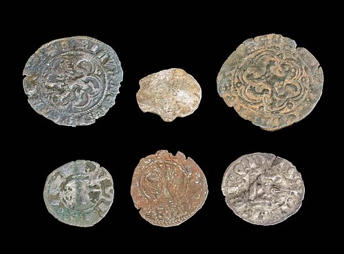 6 Medieval European Copper & Billon Coins