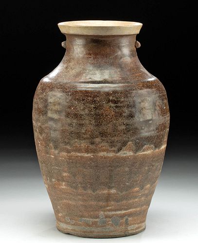 12th C. Khmer Angkor Pottery Tall Jar, ex-Museum
