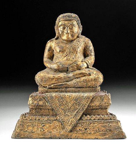 19th C. Thai Gilt Brass Sankachai Buddha, ex-Museum