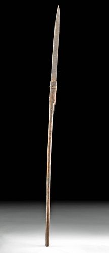 Early 20th C. African Zulu Iron Spear / Wood Pole
