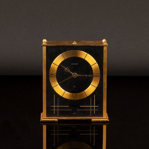 Jaeger LeCoultre, Gilt Metal Desk Clock with Alarm and Music, ca. 1970