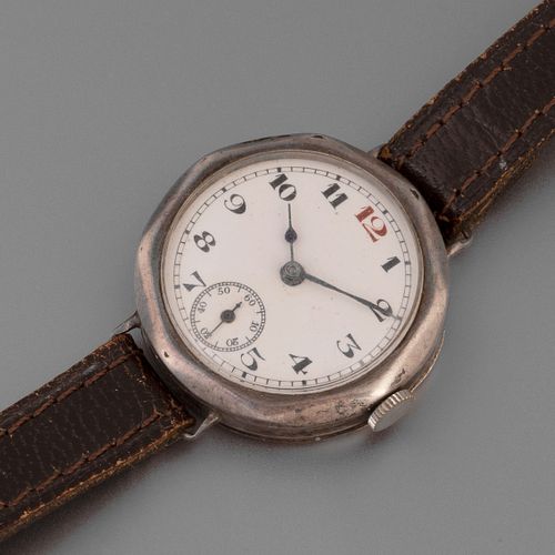 Arthur George Rendell, Silver Cased Trench Wristwatch with Enamel Dial, ca. 1915