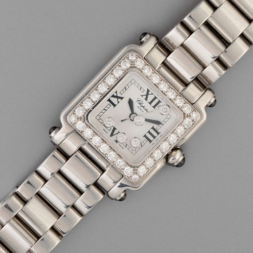 Chopard, Stainless Steel and Diamond Happy Sport Square Bracelet Watch, ca. 2000