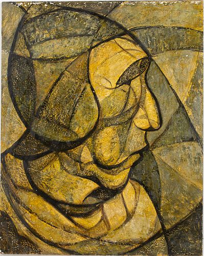Evelyn Metzger, Cubist Portrait, Oil on Board