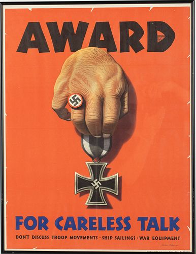 Award for Careless Talk, WWII Poster