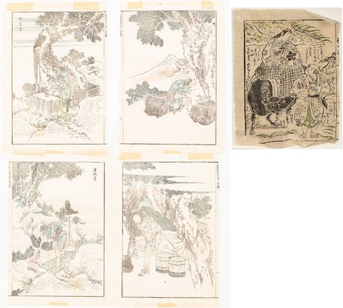 4 Hokusai Prints and Another