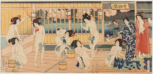 Utagawa Kunisada III, Public Bath, Woodblock Print