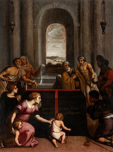 Spanish school of the mid-sixteenth century. 
"Sepulchre of St. Felix Valesio". 
Oil on panel.