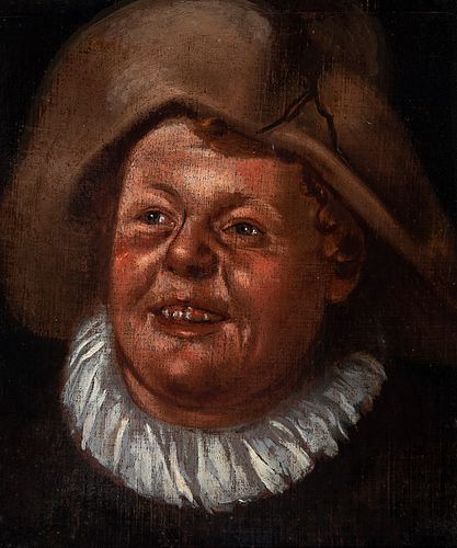 Modelled on ADRIAEN BROUWER (Belgium, 1605 - 1638). 20th century. 
"Man. 
Oil on canvas. 
Size: 33 x 28 cm; 52 x 47 cm (frame).