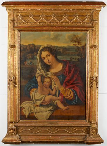 Madonna and Child Painting on Panel Follower of Bernard van Orley