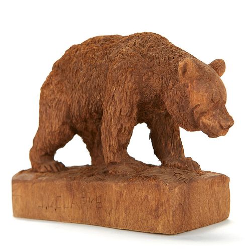 J.L. Clarke Carved Wood Bear Sculpture