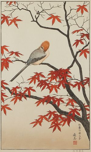 Toshi Yoshida Woodblock Print Birds Autumn