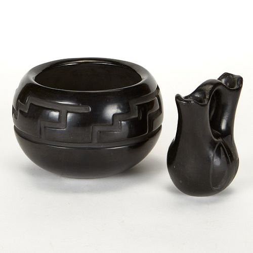 Toni Roller Blackware Vase with Wedding Pot