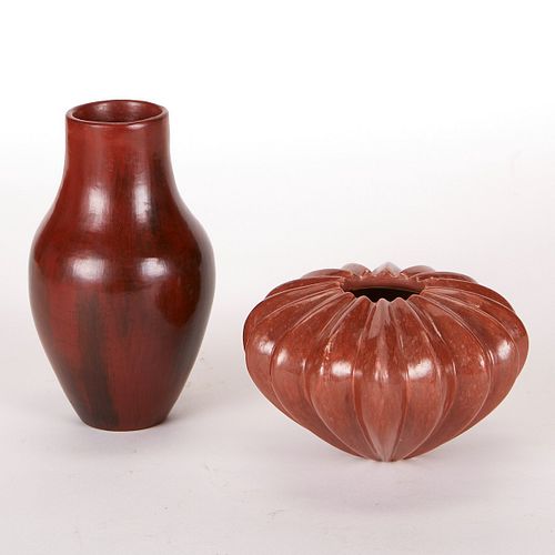 Grp: 2 Alice Cling and Redware Lobed Vase