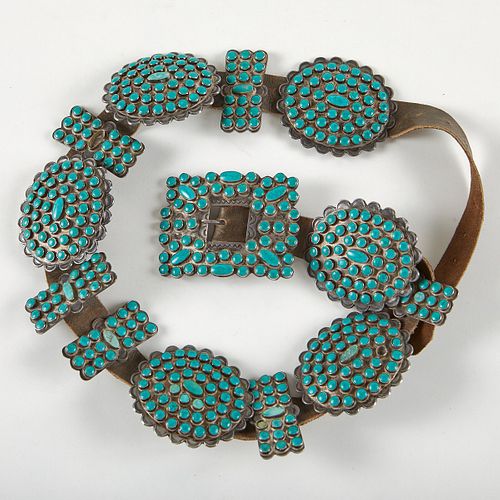 Large Navajo Early Pawn Concho Belt