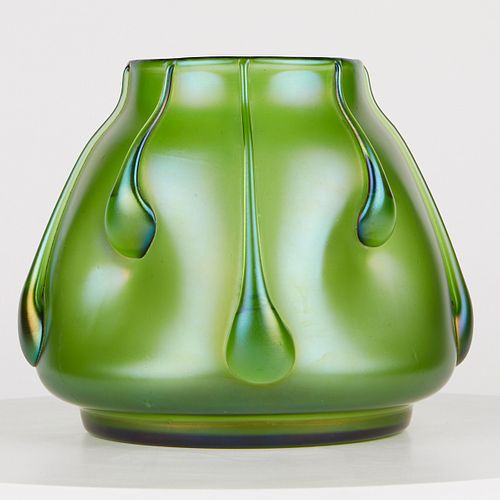Loetz Green Art Glass Applied Decoration