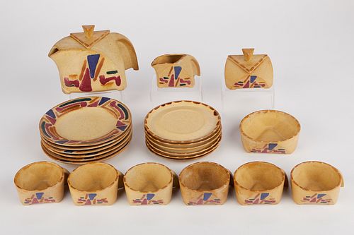 German Bauhaus Style Ceramic Tea Set