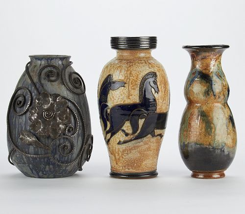 Grp: 3 Roger Guerin & Edgard Aubrey Ceramic Vases