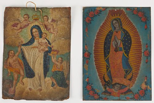 Grp: 2 Retablos of Virgin of Guadalupe