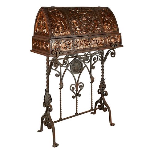 Spanish Colonial Iron Mounted Copper Coffer
