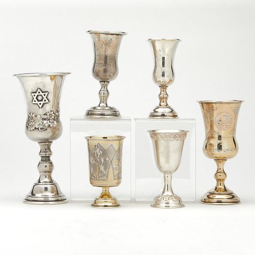 Grp: 6 Jewish Silver Seder Cups