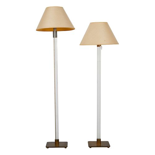 Pr: Lucite Floor Lamps Karl Springer Style