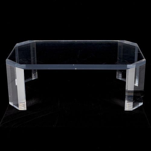 Lucite Side Table w/ Beveled Edges