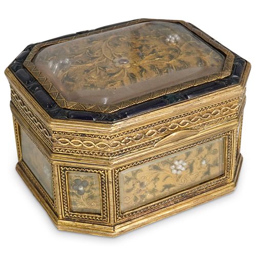 Chinese Imperial Gilt Bronze Embellished Panel Tribute Box