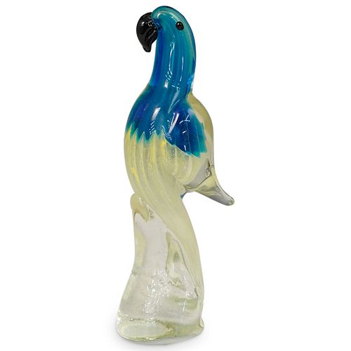 Murano Art Glass Blue Parrot Figurine