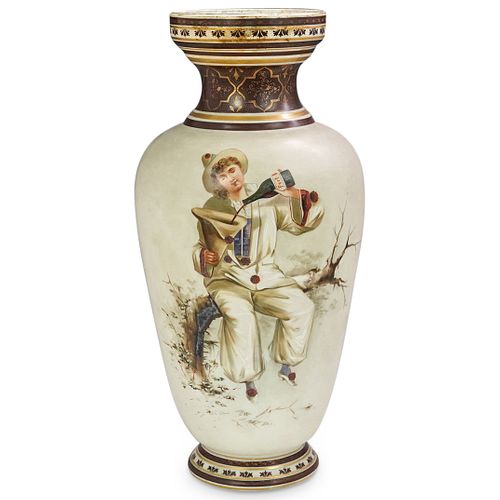 Large French Opaline Pierrot Vase
